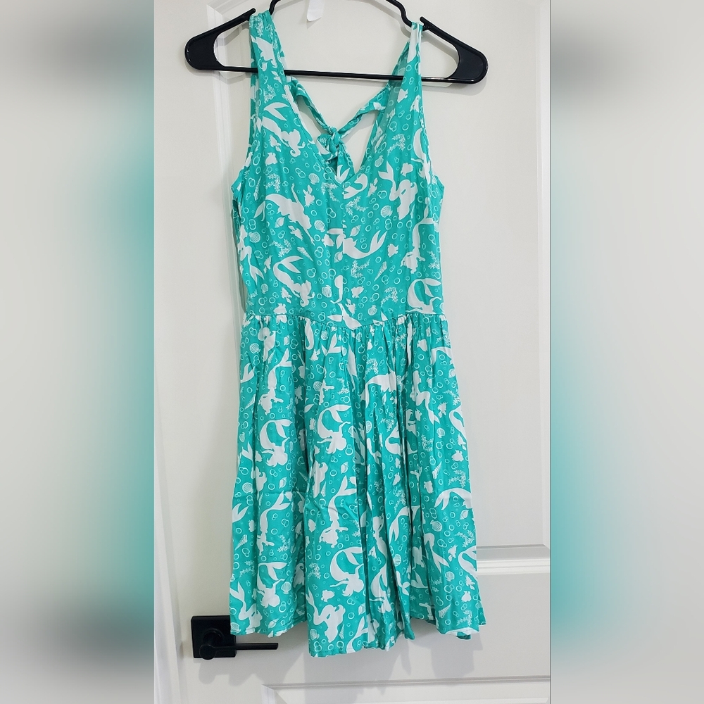 Disney Aqua and White Mermaid Print Dress